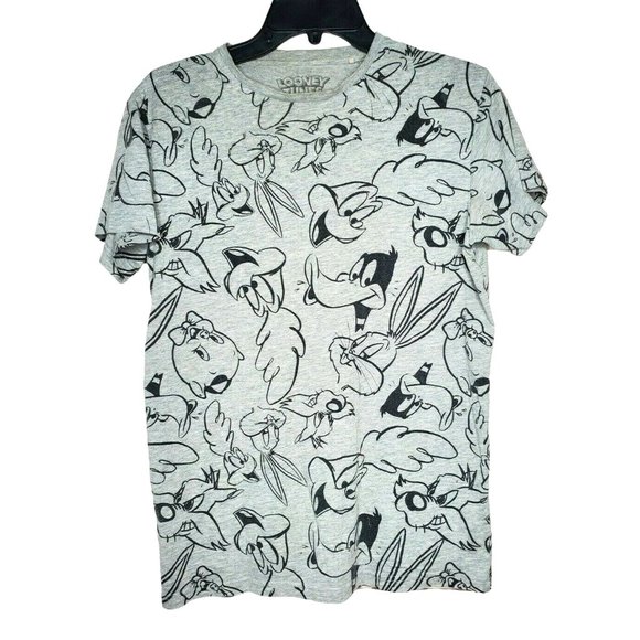 Looney Tunes Small All Over Print Short Sleeve Shirt Bugs Bunny Daffy Duck Shirt - Picture 1 of 10